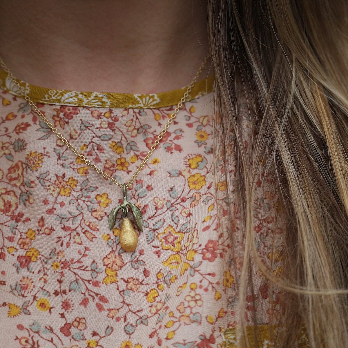 NKL Golden Pear Pendant Necklace