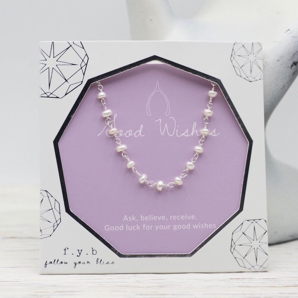 NKL Good Wishes ~ Silver Wish Choker ~ Pearl