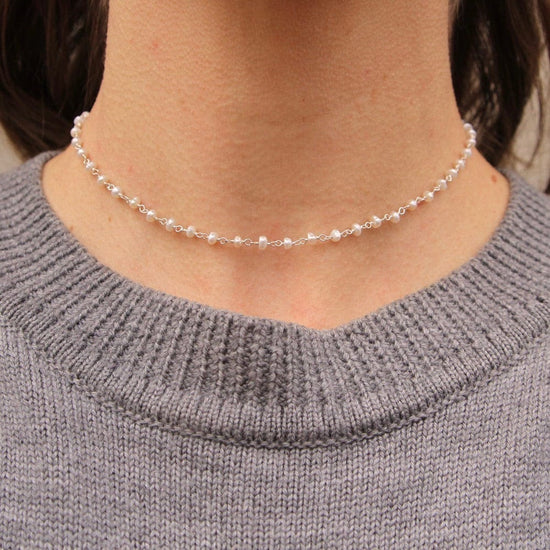 Load image into Gallery viewer, NKL Good Wishes ~ Silver Wish Choker ~ Pearl
