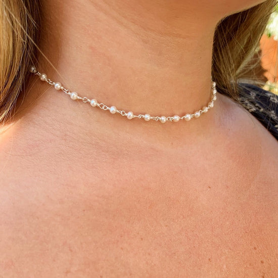 Load image into Gallery viewer, NKL Good Wishes ~ Silver Wish Choker ~ Pearl
