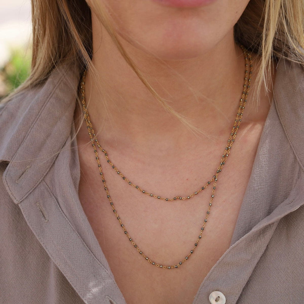 
                      
                        NKL-GPL 38" Wire Knotted Pyrite Necklace
                      
                    