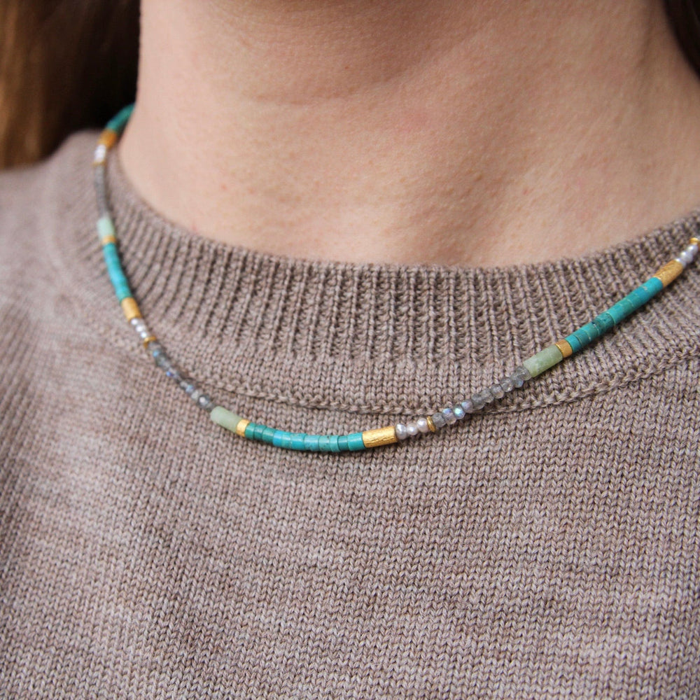 
                  
                    NKL-GPL 3mm Labradorite & Turquoise Necklace
                  
                