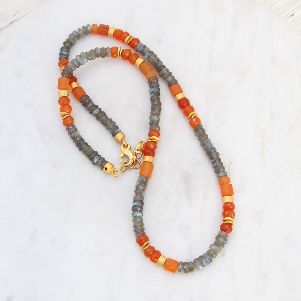 
                  
                    NKL-GPL 5mm Labradorite & Carnelian Necklace
                  
                