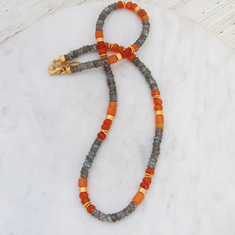 
                  
                    NKL-GPL 5mm Labradorite & Carnelian Necklace
                  
                