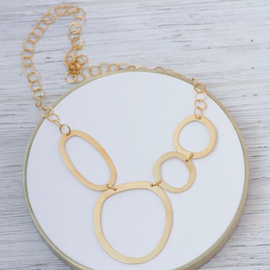 NKL-GPL Abstract Organic Rings Necklace - Gold Plate