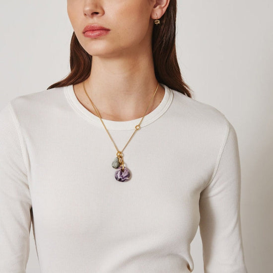 NKL-GPL Amethyst Mix Charm Necklace
