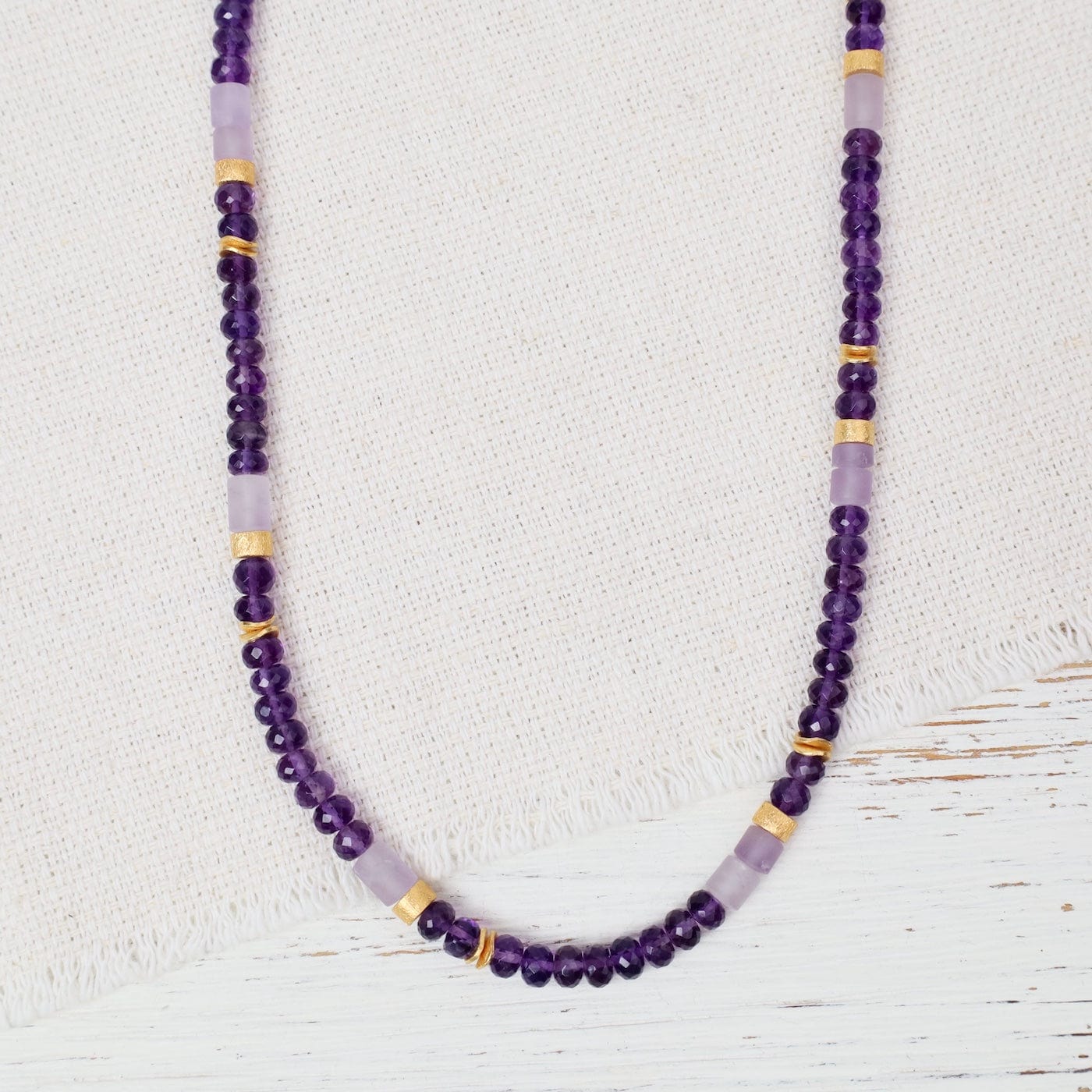 NKL-GPL Amethyst With Gold Plated Disc Necklace