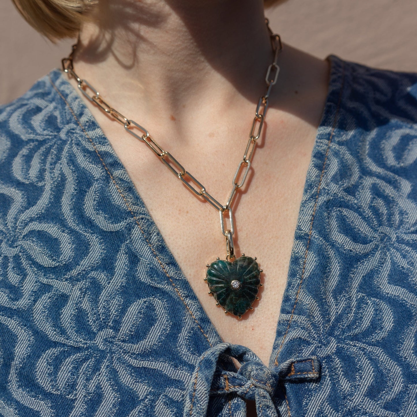 NKL-GPL Apatite Heart Clip Necklace