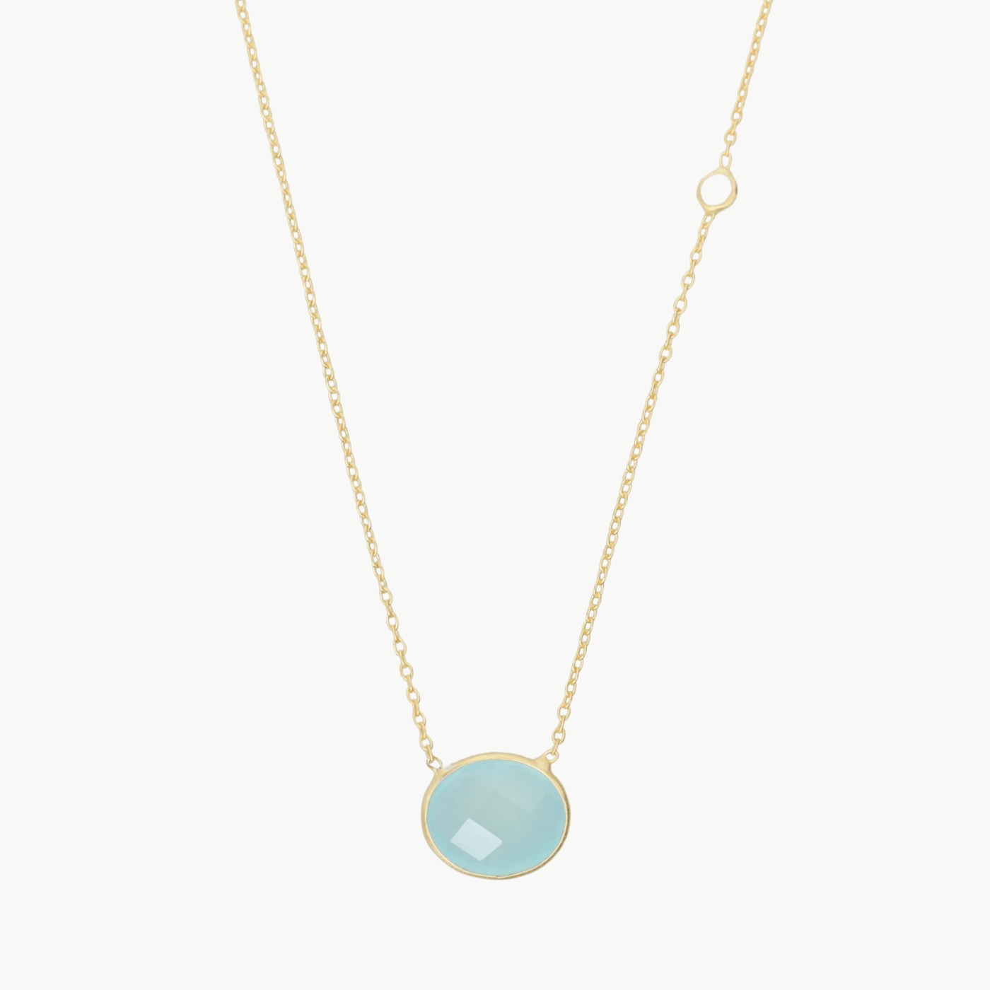 NKL-GPL Aqua Chalcedony Oval Pendant Necklace