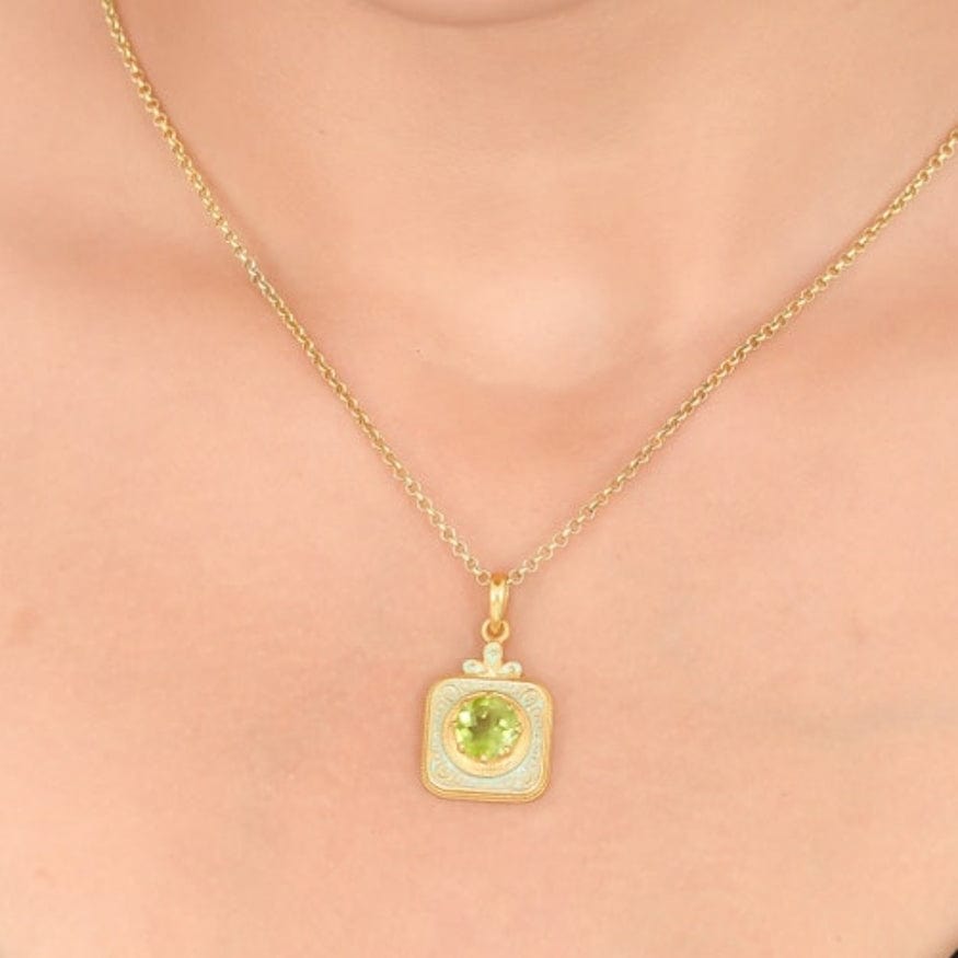 
                      
                        NKL-GPL Aqua Enamel Peridot Pendant Necklace
                      
                    