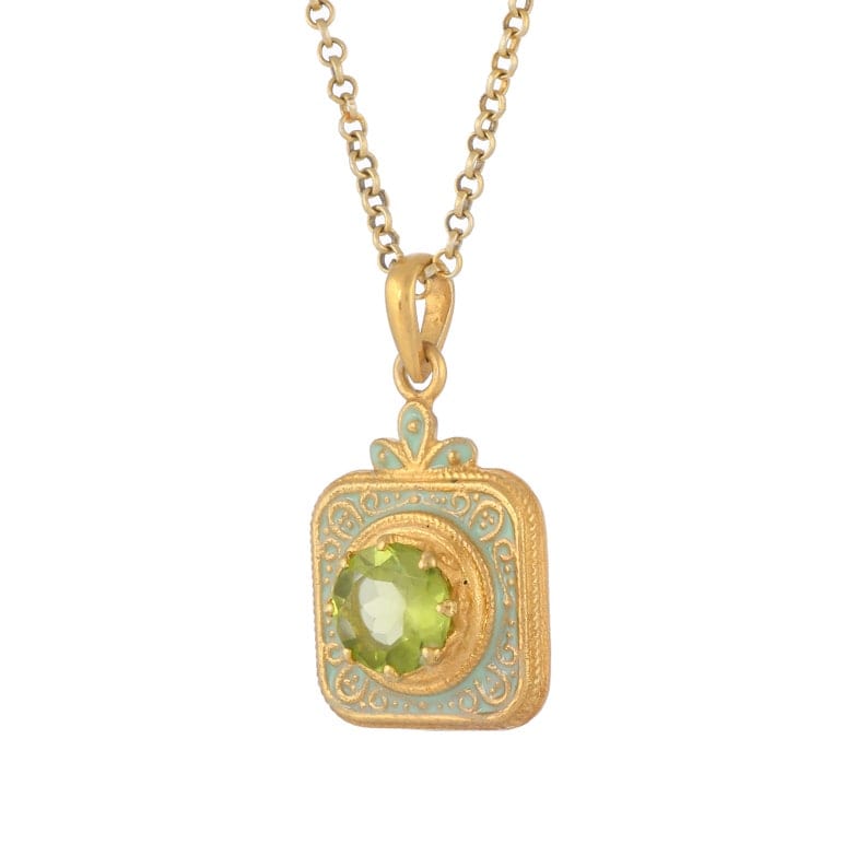 
                      
                        NKL-GPL Aqua Enamel Peridot Pendant Necklace
                      
                    