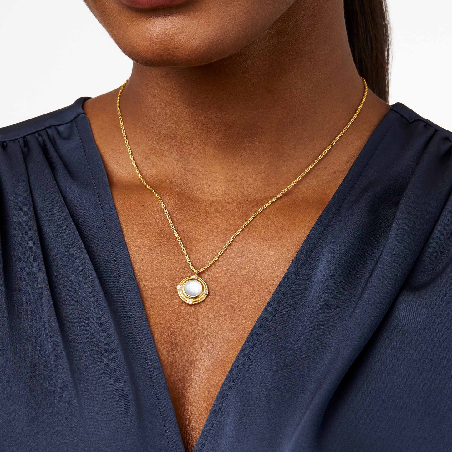 NKL-GPL Astor Solitaire Necklace in Iridescent Peacock Blue