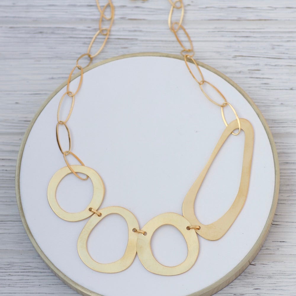 
                  
                    NKL-GPL Asymmetrical Organic Rings Necklace - Gold Plated
                  
                