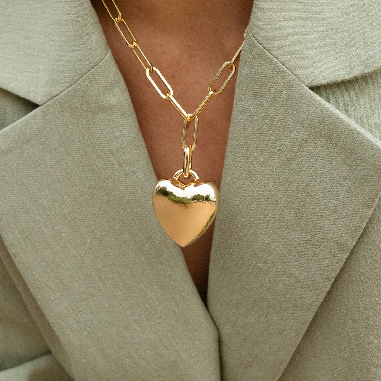 NKL-GPL Aurelie Puffy Heart Link Necklace
