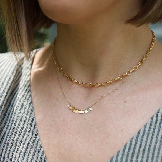 NKL-GPL Bar & Ring Chain Necklace