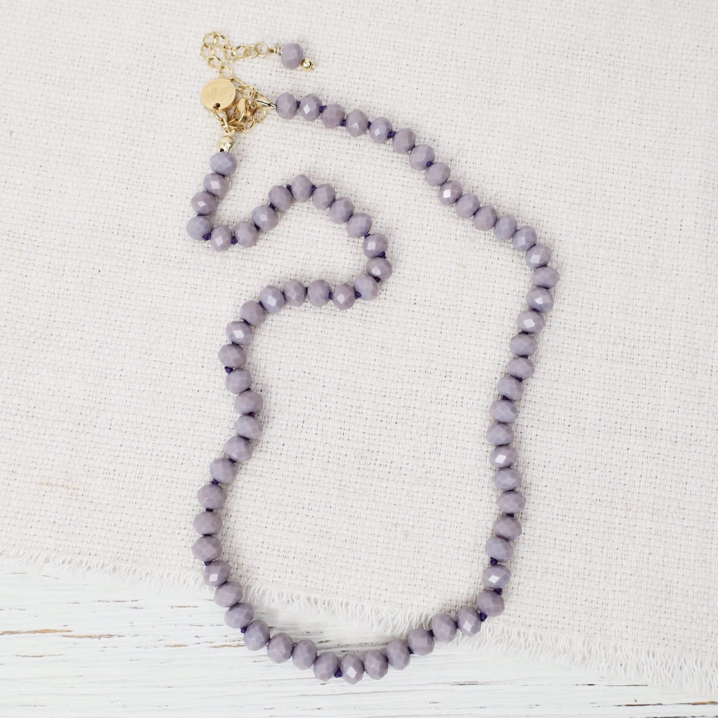 NKL-GPL Barb Opaque Lilac Crystal Beaded Hand-Knotted Neck