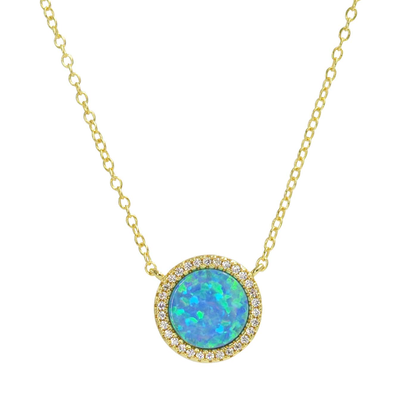 NKL-GPL Beacon Light Blue Opal Circle Necklace with Crystals