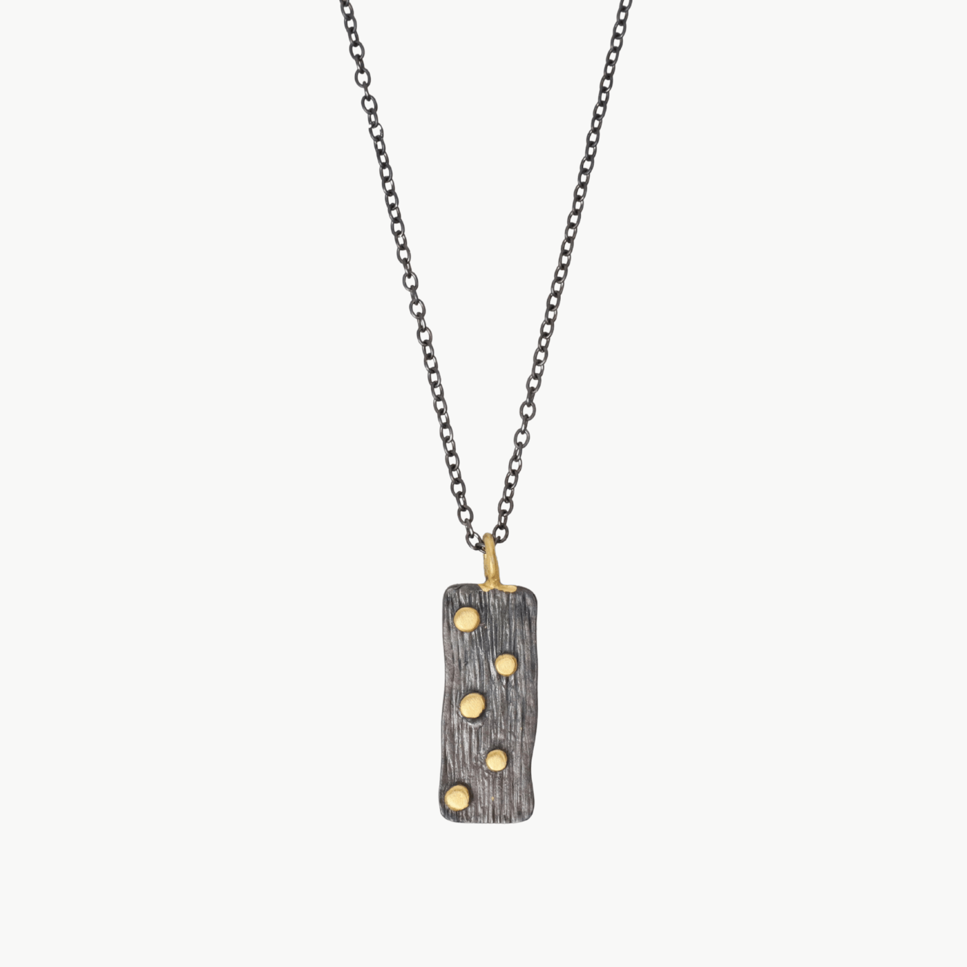 NKL-GPL Black and Gold Dot Rectangle Pendant Necklace