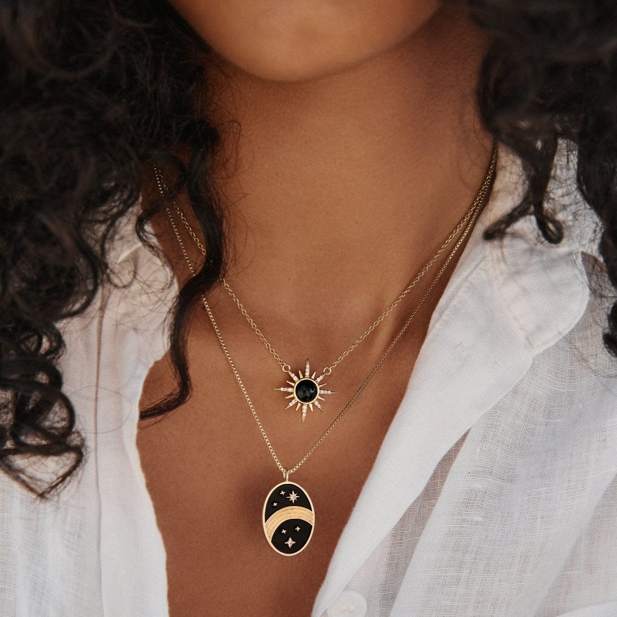 NKL-GPL Black Onyx  Daydream Pendant Necklace