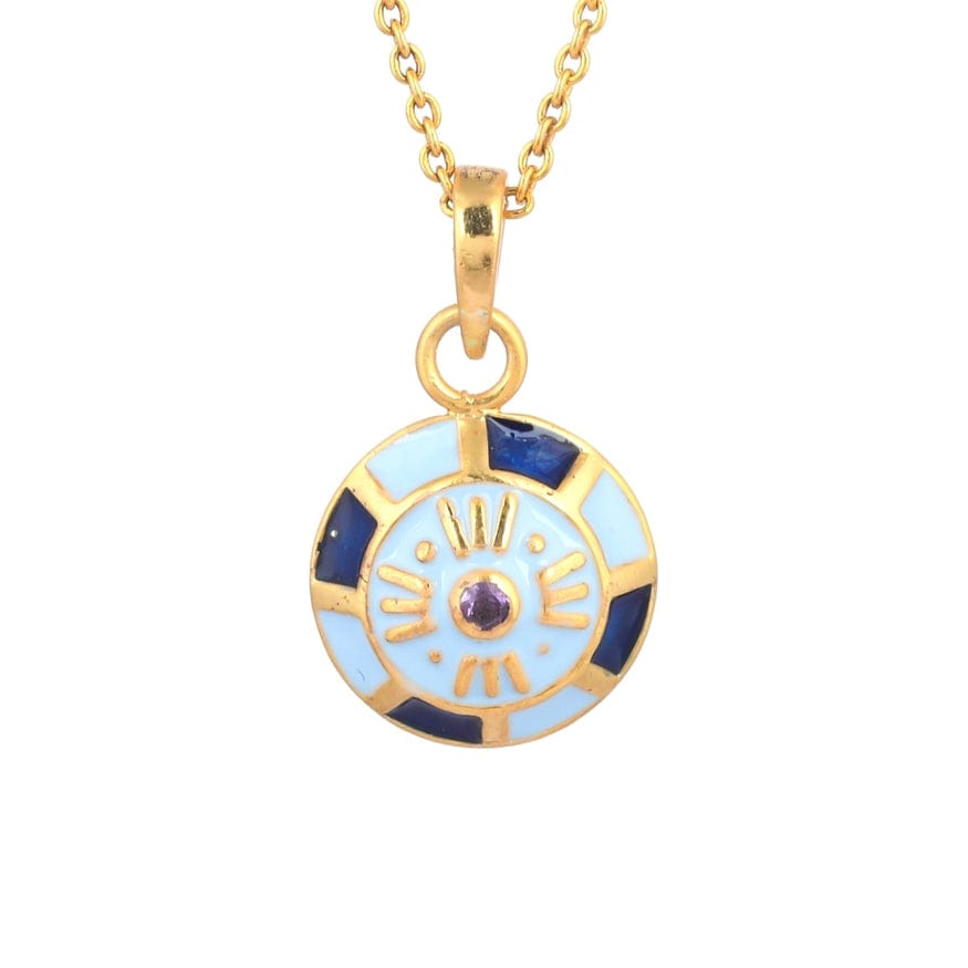 
                      
                        NKL-GPL Blue Enamel & Amethyst Pendant Necklace
                      
                    