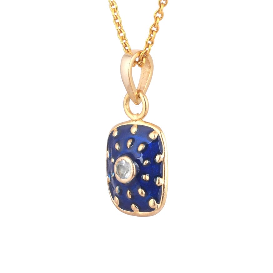 
                  
                    NKL-GPL Blue Enamel CZ Pendant Necklace
                  
                