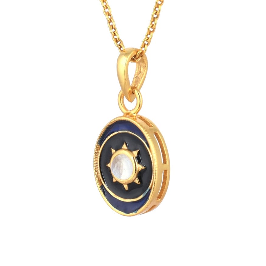 
                      
                        NKL-GPL Blue Enamel Moonstone Pendant Necklace
                      
                    