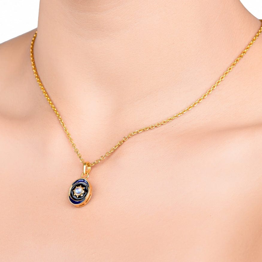 
                      
                        NKL-GPL Blue Enamel Moonstone Pendant Necklace
                      
                    