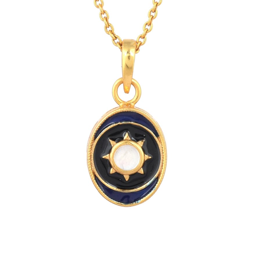 
                      
                        NKL-GPL Blue Enamel Moonstone Pendant Necklace
                      
                    