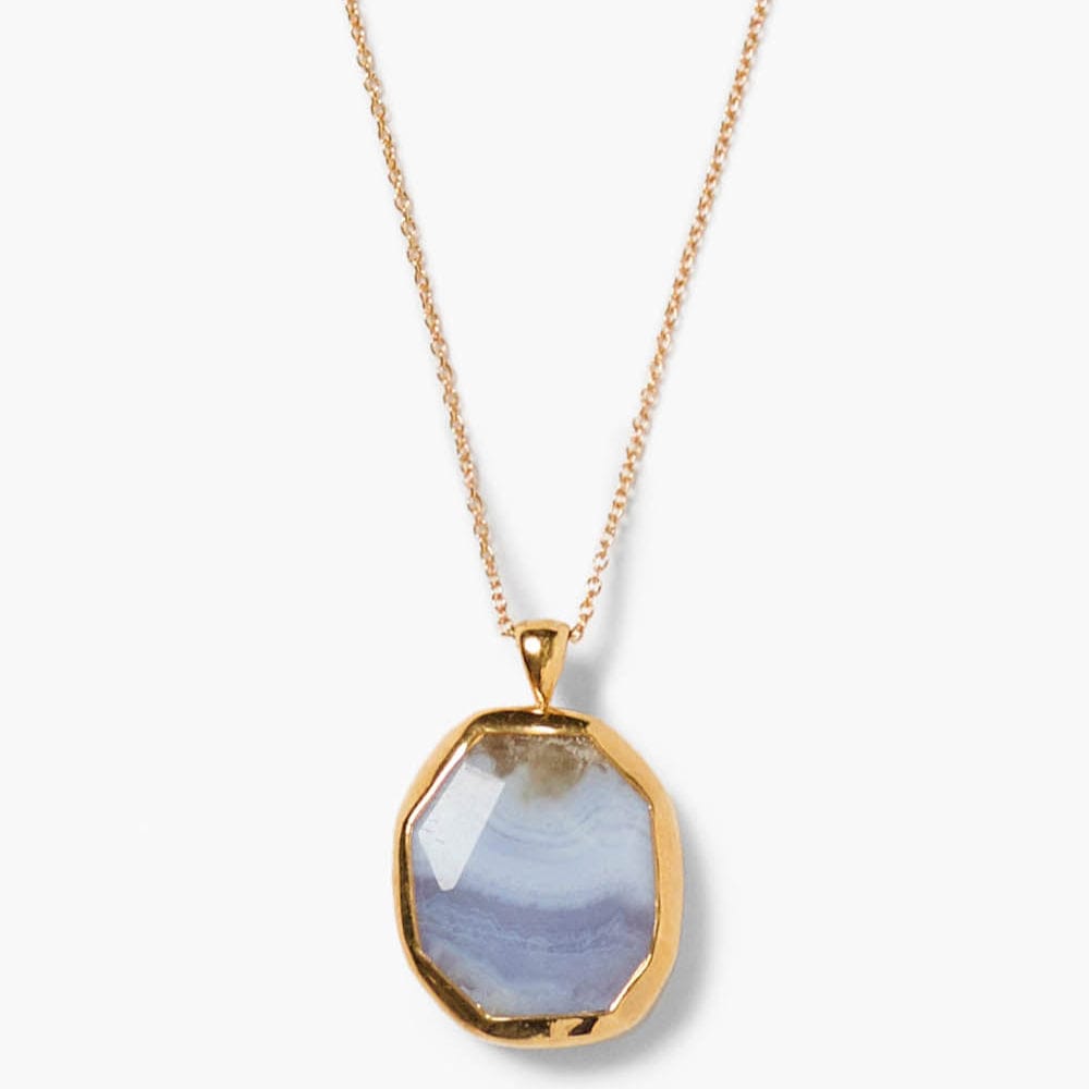 NKL-GPL Blue Lace Agate Pendant Necklace