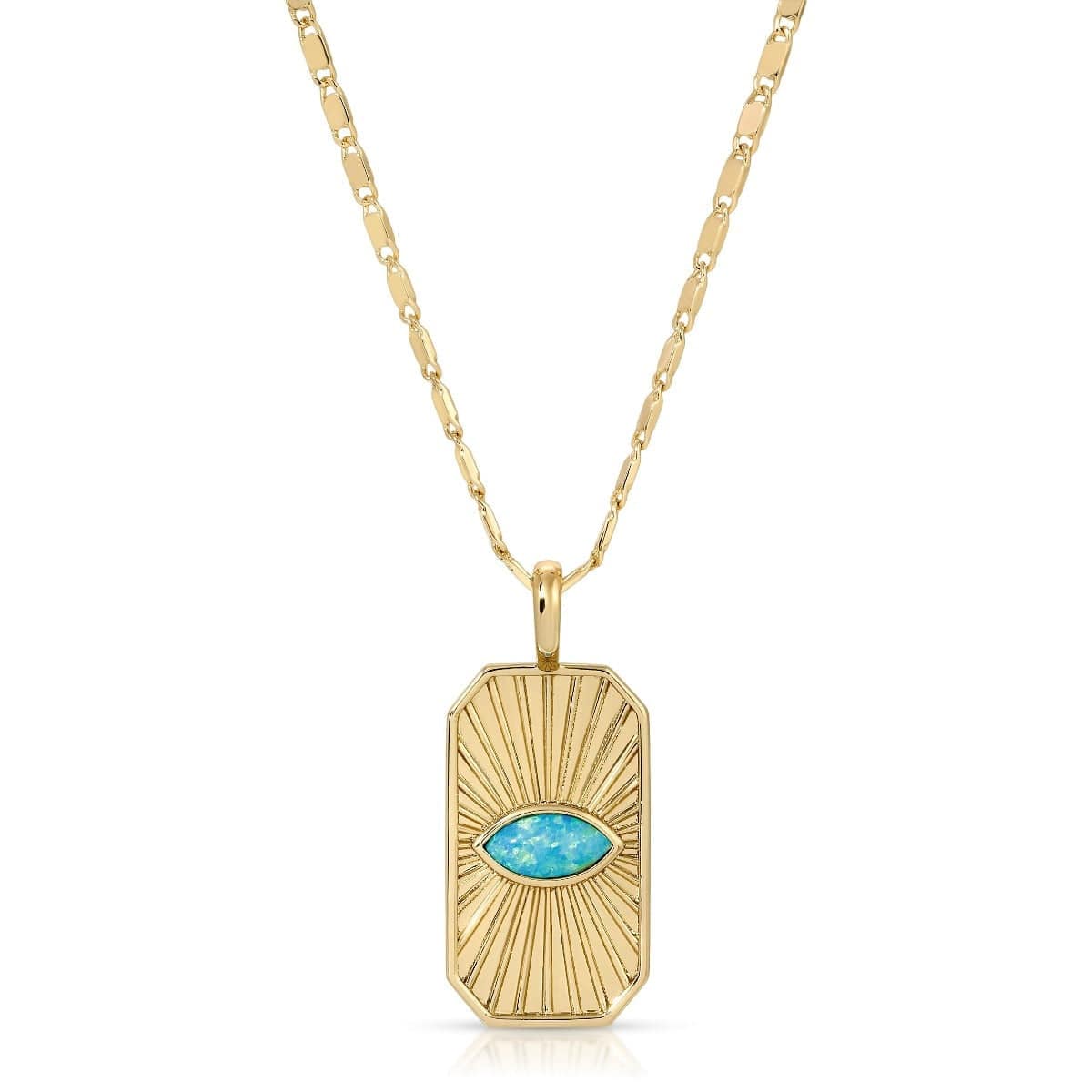 NKL-GPL Blue Opal Radiant Eye Pendant Necklace