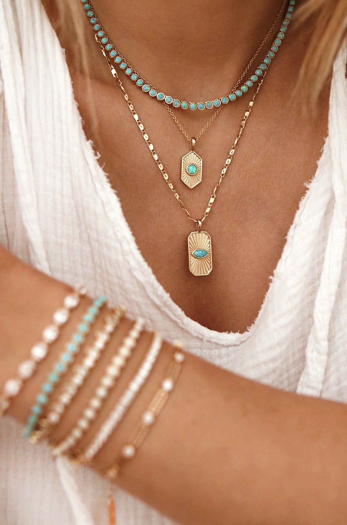 NKL-GPL Blue Opal Tennis Necklace