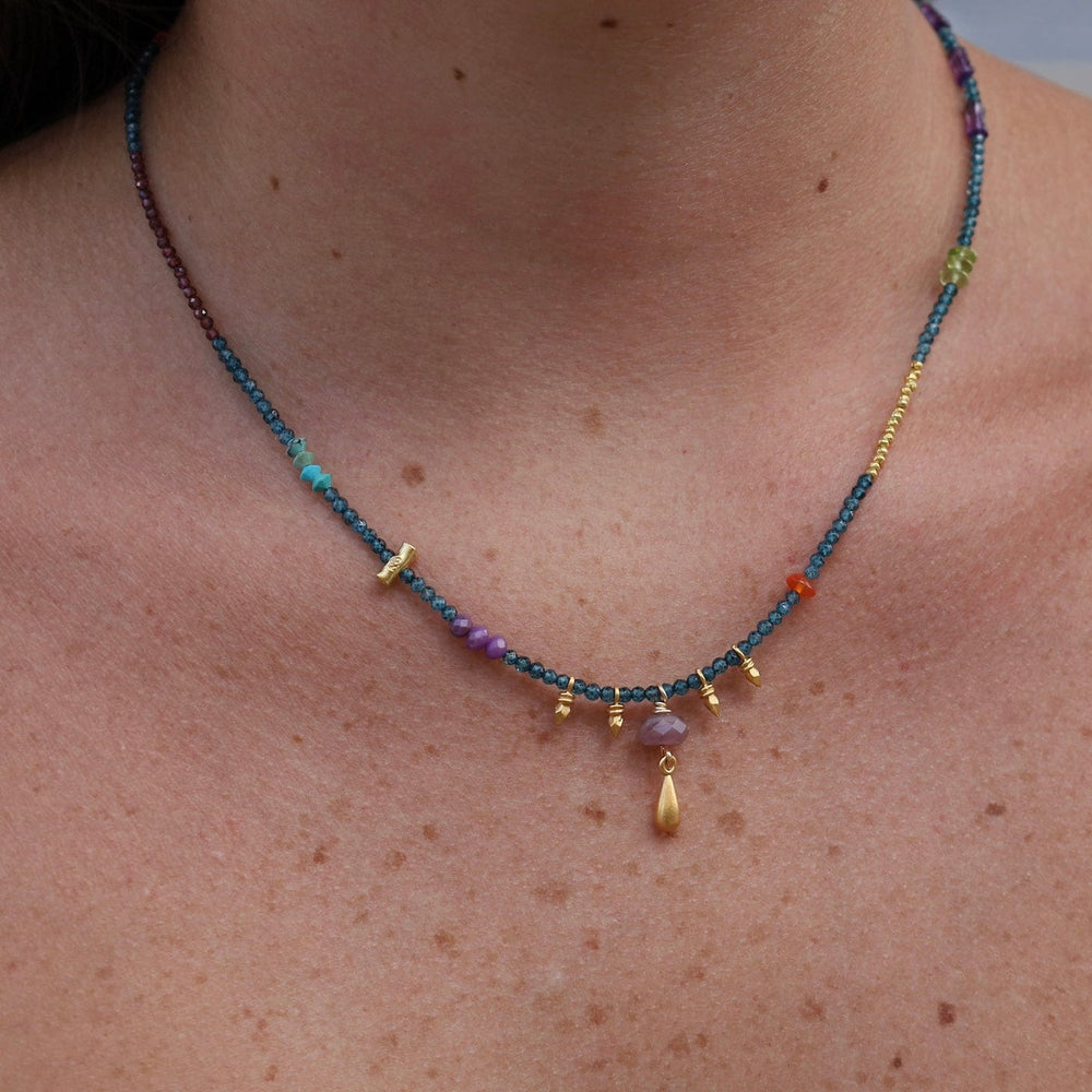 
                      
                        NKL-GPL Blue Topaz with Ruby and Gold Gum Drop Necklace
                      
                    