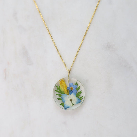 NKL-GPL Botanical Full Moon Mixed Flower Necklace