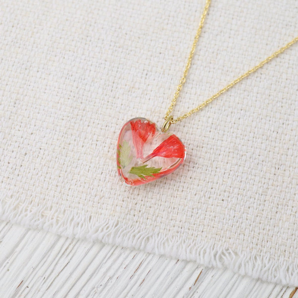 NKL-GPL Botanical Mini Heart Necklace - Carnation January Birthday Month