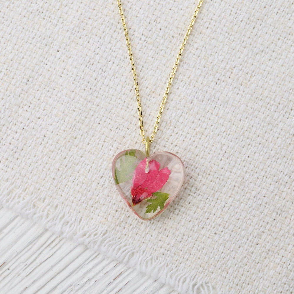 NKL-GPL Botanical Mini Heart Necklace - Chrysanthemum November Birthday Month