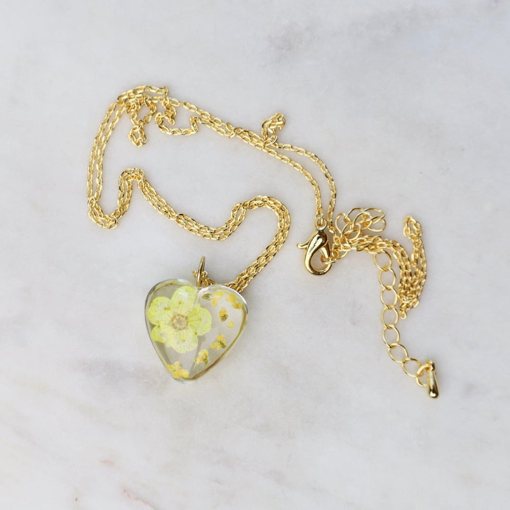 
                  
                    NKL-GPL Botanical Mini Heart Necklace - Yellow Corn Poppy Gladiolus August Birthday
                  
                