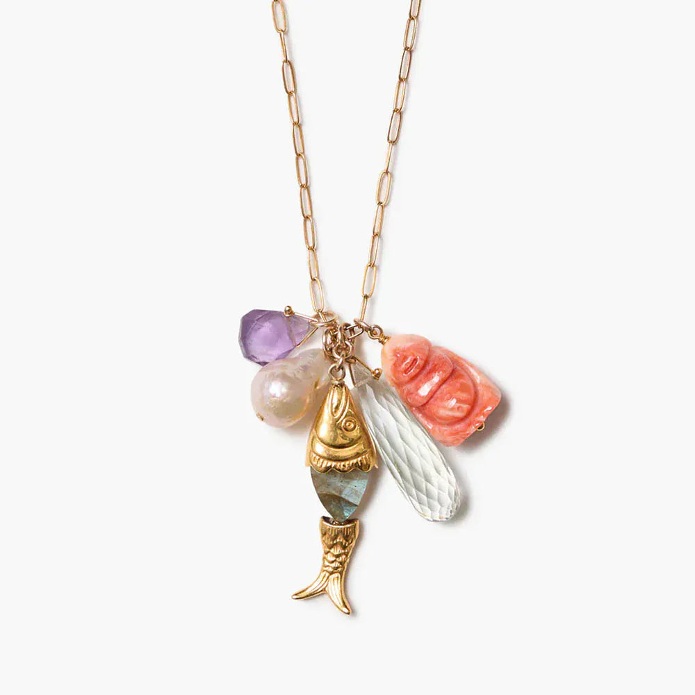 NKL-GPL Buddha Charm Necklace Multi