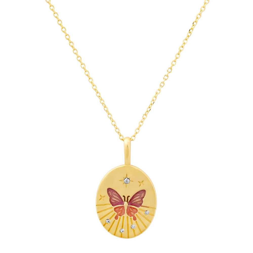 NKL-GPL Butterfly Coin Pendant Necklace
