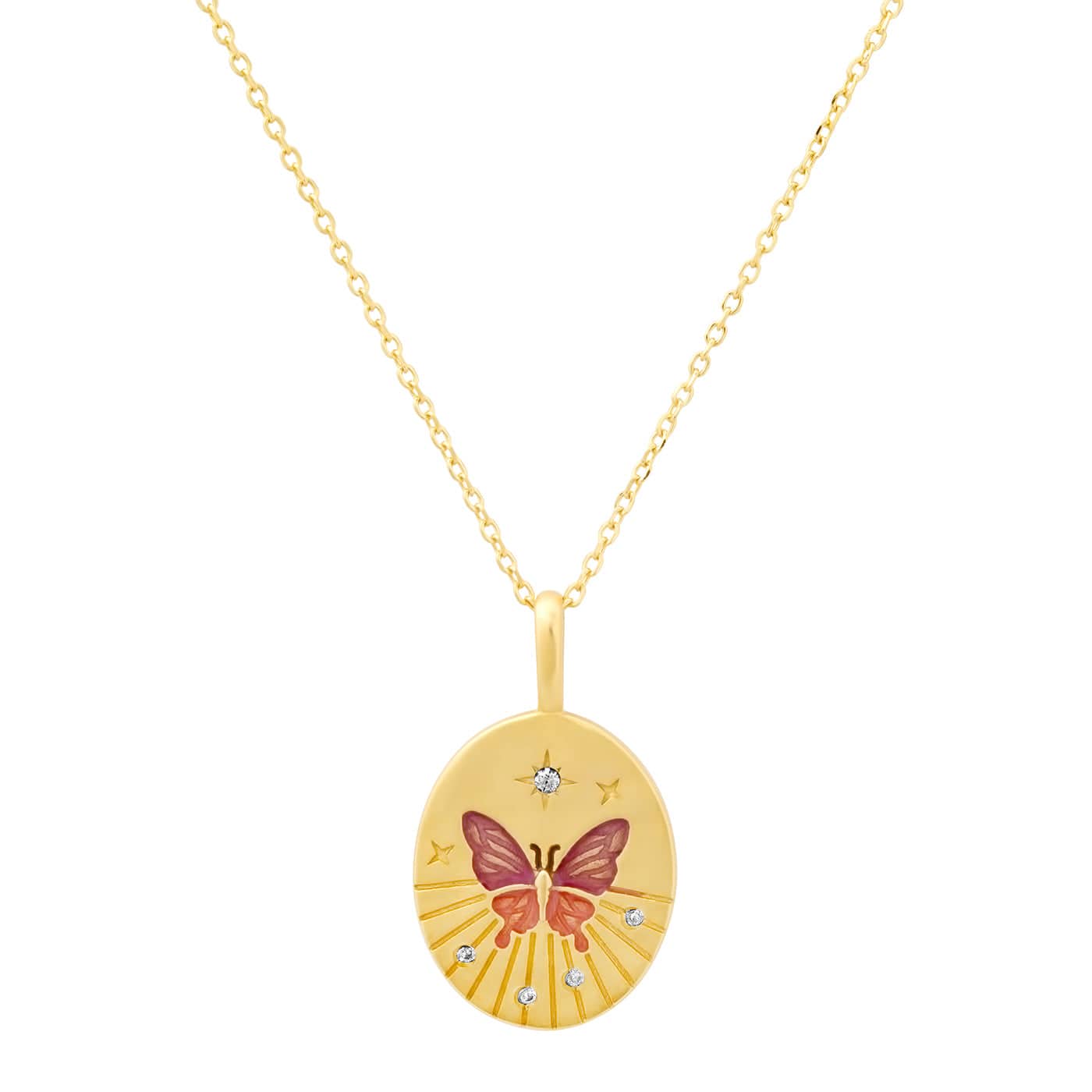 NKL-GPL Butterfly Coin Pendant Necklace