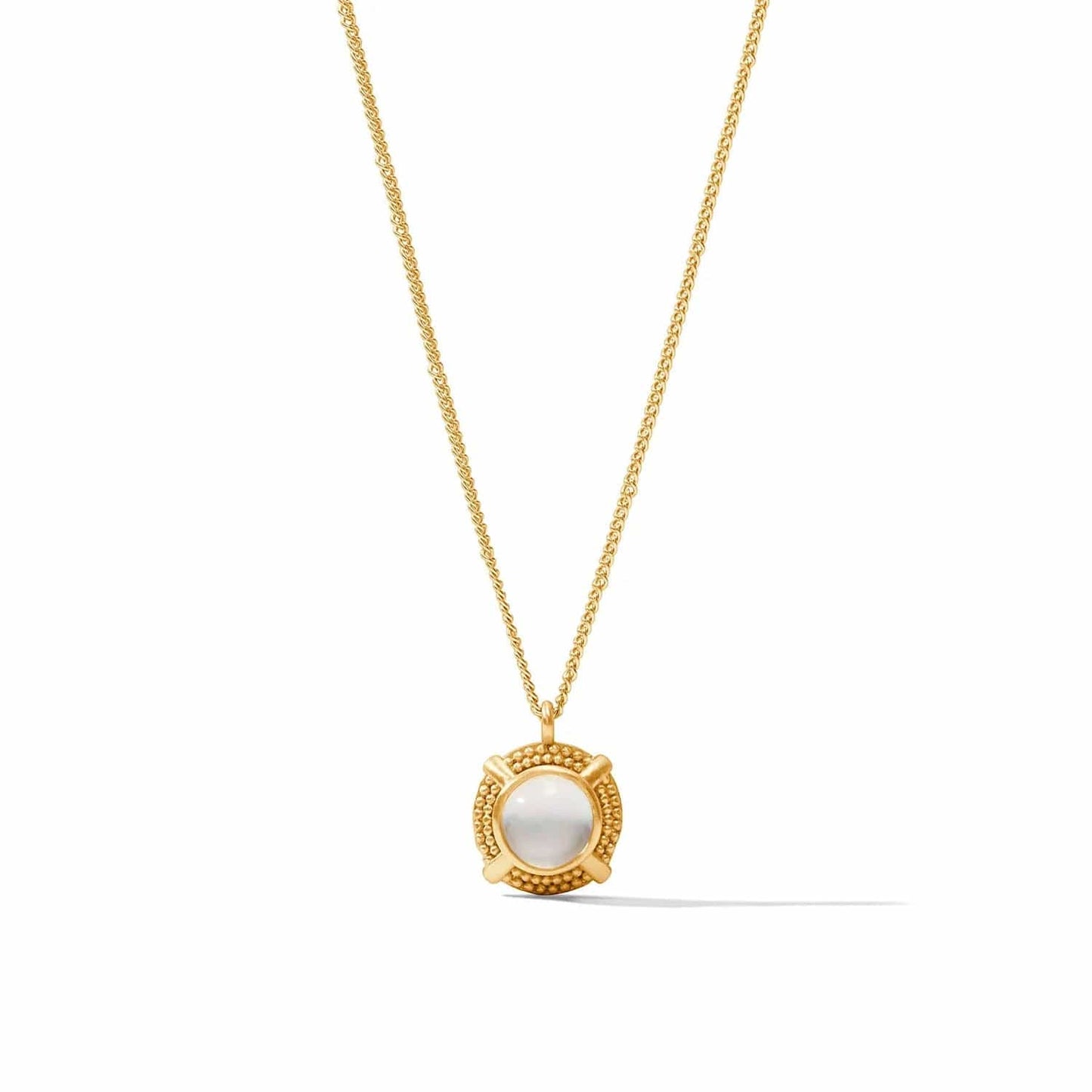 NKL-GPL Cabochon Solitaire Clear Crystal Necklace