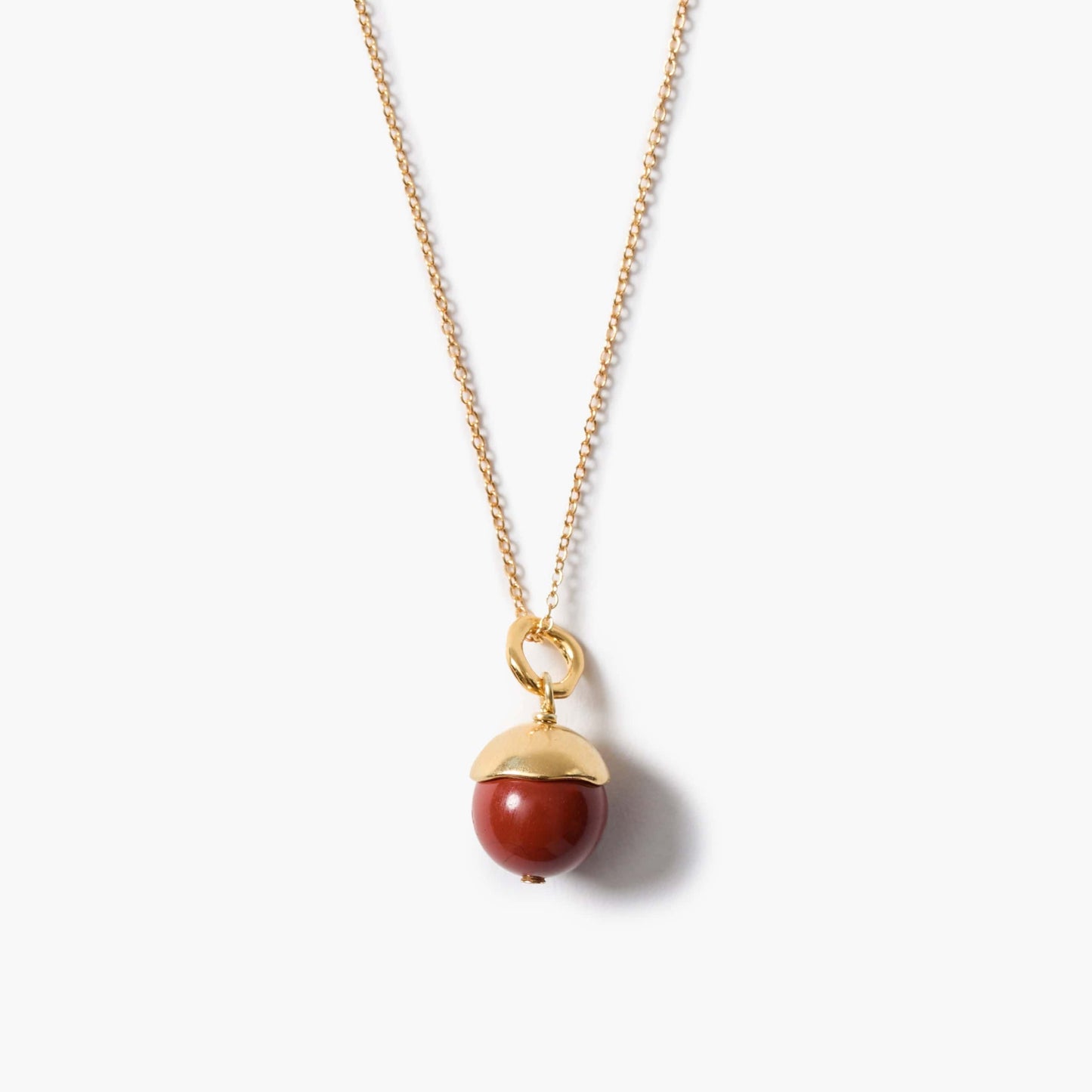 NKL-GPL Capped Orb Necklace - Red Jasper