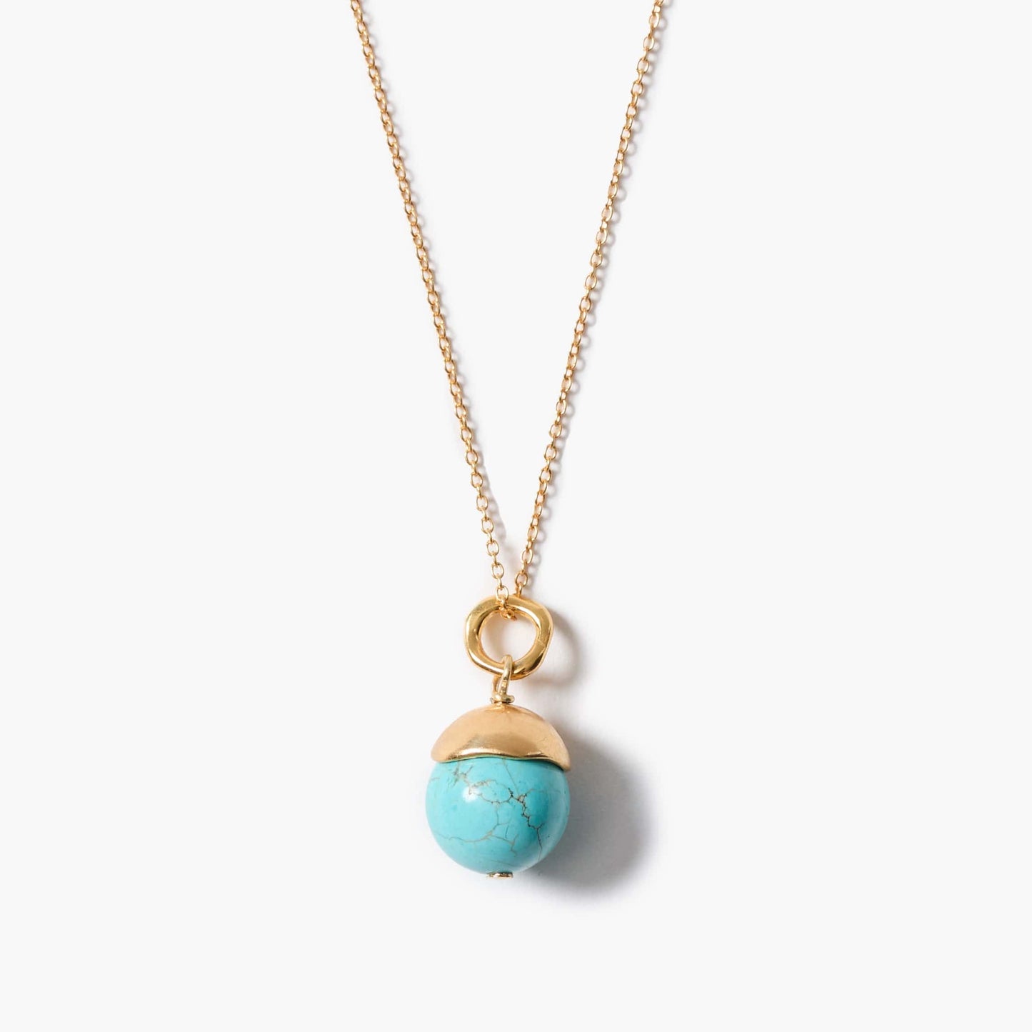 NKL-GPL Capped Orb Necklace - Turquoise
