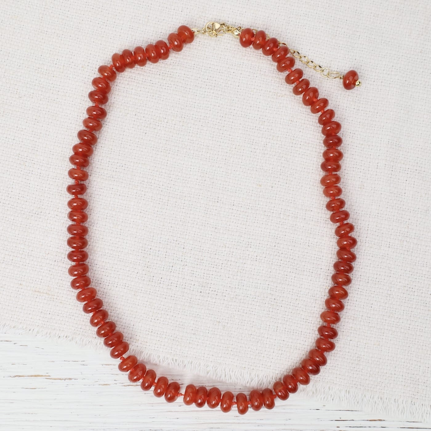 NKL-GPL Carnelian 8mm Hand Knotted Beaded Necklace