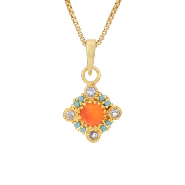 NKL-GPL Carnelian and Tanzanite Pendant Necklace