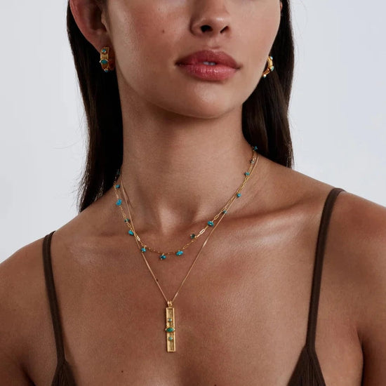 Load image into Gallery viewer, NKL-GPL Cayman Short Necklace in Turquoise
