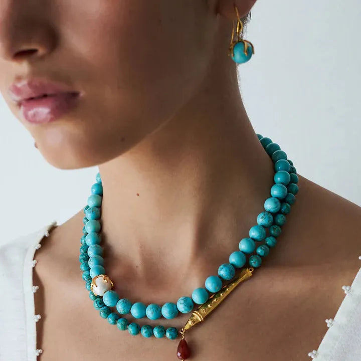 NKL-GPL Coral Crown Necklace Turquoise