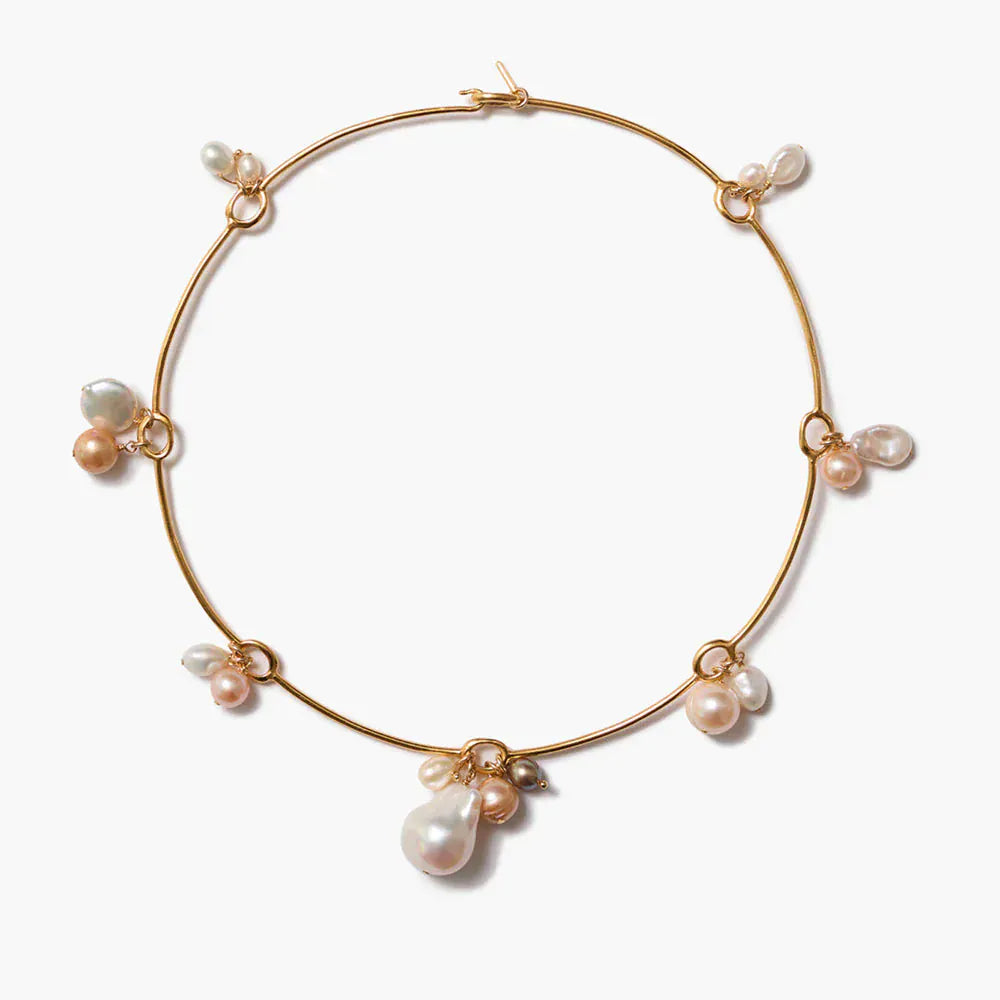 NKL-GPL Crown Pearl Collar Necklace Gold