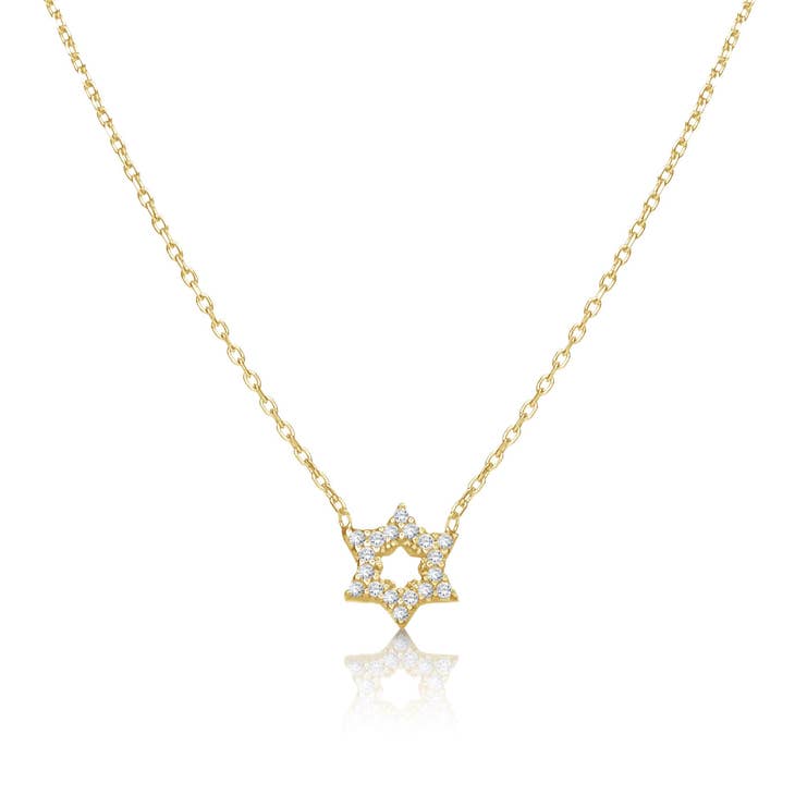 NKL-GPL CZ Star of David Necklace - Gold Plated