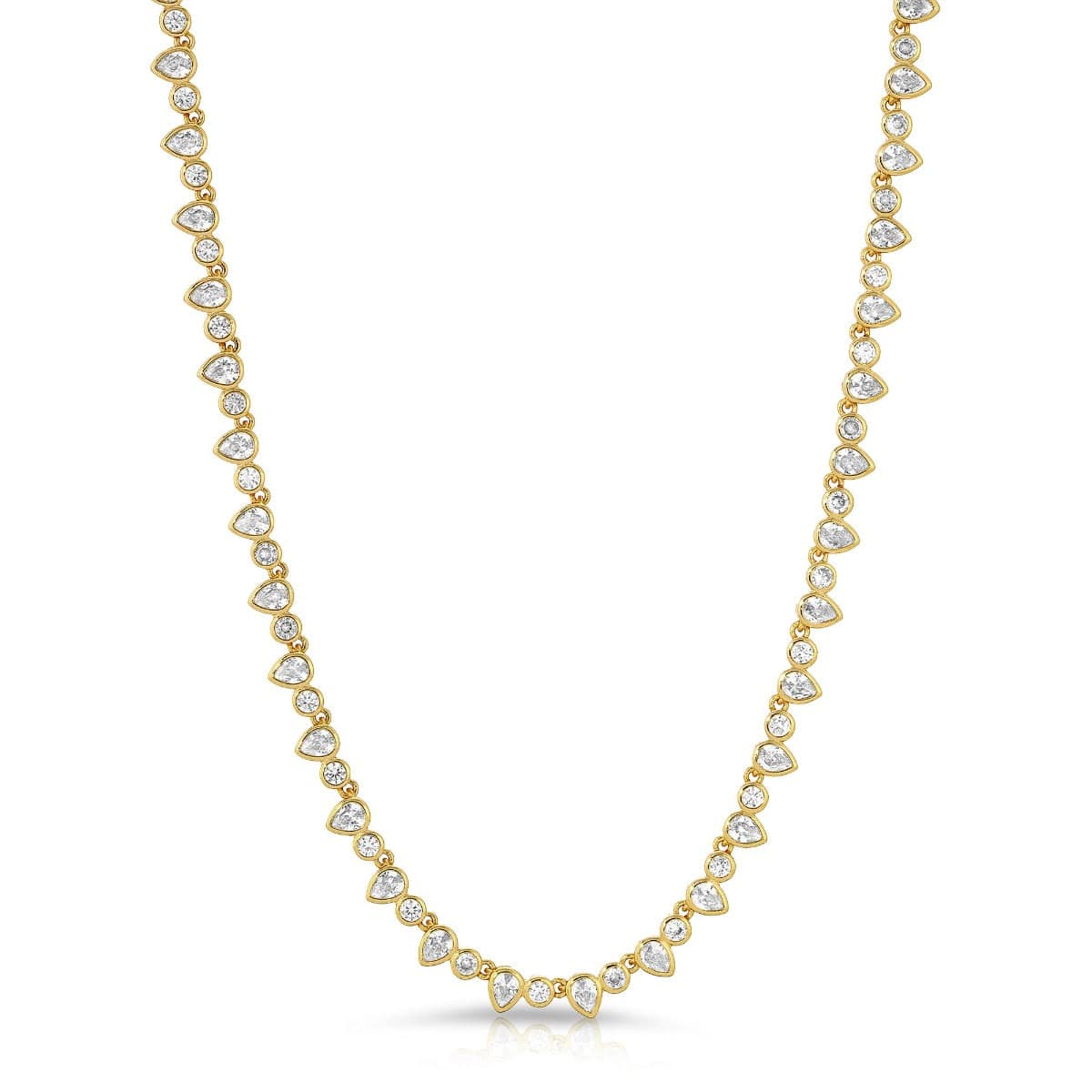 NKL-GPL CZ Teardrop Tennis Necklace