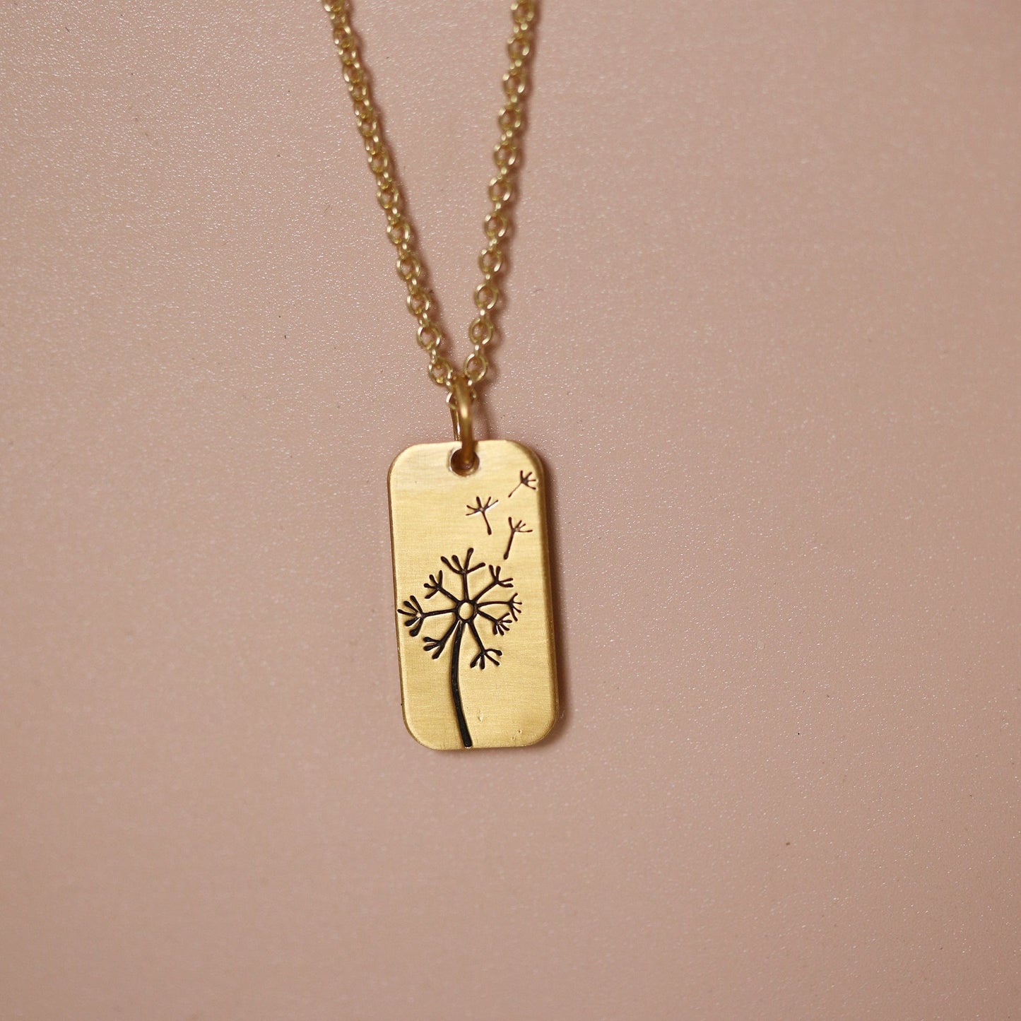 NKL-GPL Dandelion Petite Tag Necklace - Wishing Necklace Gold Plated